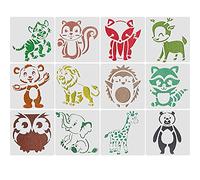 Animal Stencil Templates 12 PCS Animal Painting Stencils, Animal Stencils for Crafts Reusable Stencil DIY for Art Craft DIY Decorative Wall Wood Home Decor Textile Painting