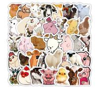 Animal Stickers for Laptop (50 Pieces), Gift for Children, Teenagers, Adults, Farm Animal, Waterproof Vinyl Stickers for Car, Motorcycles, Bicycle, Luggage, Scrapbooking, Skateboard, Guitar
