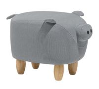 Animal Stool PIGGY Fabric Light Grey Pig