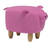 Beliani Fabric Animal Stool Pink Piggy, Pink