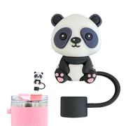 Animal Straw Covers Cap for Stanley Cup, Straw Topper for 30&40 Oz Stanley Tumbler with Handle, 10mm 0.4in Reusable Straw Tips Lids Dust-Proof Topper for Water Bottle (Panda)