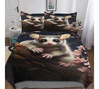 Animal Sugar Glider Print Bedding Sets with Pillowcase Soft Duvet Cover Brushed Microfiber 3Pcs Set Quilt Cover with Zipper Closure for Kids Youth Adult Comforter Cover Double (200x200cm)