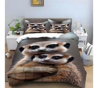 Animal Super King Duvet Cover Mongoose Bedding Set Microfibre Duvet Covers 3D Printed Zipped Closure Quilt Cover Super King-Size 260x220cm with 2 Pillowcases -Ai2952