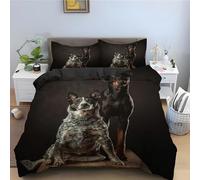 Animal Super King Duvet CoverFrench Shepherd Bedding Set 3 Pieces - 110gsm Soft Brushed Microfiber Quilt Cover, Bed Set with 2 Pillowcases 50x75 cm, Zipper Closure -kz2412