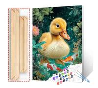 Animal Swimming Paint by Numbers Kit for Adults Beginner Cute Yellow Duck Paint by Number Kit on Canvas DIY Acrylic Paintwork Home Decorations Bedroom Drawings Gifts 16"x20" (DIY Frame)