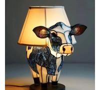 Animal Table Lamp - Retro Stained Resin Night Light, 3D LED Bedside Lamp with Warm Ambient Glow, Vintage Home Décor