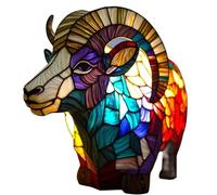Animal Table Lamp Series Stained Resin Night Light for Home Decor Christmas Sculpture USB Desk Lamp Bohemian Furniture Gift, Goat