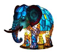 Animal Table Lamp Series Stained Resin Night Light for Home Decor Christmas Sculpture USB Desk Lamp Bohemian Furniture Gift, Elephant