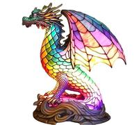 Animal Table Lamp Series Stained Resin Night Light for Home Decor Christmas Sculpture USB Desk Lamp Bohemian Furniture Gift, Dragon
