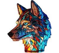 Animal Table Lamp Series Stained Resin Night Light for Home Decor Christmas Sculpture USB Desk Lamp Bohemian Furniture Gift, Wolf