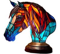 Animal Table Lamp Series Stained Resin Night Light for Home Decor Christmas Sculpture USB Desk Lamp Bohemian Furniture Gift, Horse