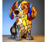 Animal Table Lamp Series Stained Resin Ornaments Night Light with USB Bohemian Furniture Decor Christmas Sculpture Desk Lamp Gift, Beagle dogs