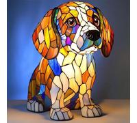 Animal Table Lamp Series Stained Resin Ornaments Night Light with USB Bohemian Furniture Decor Christmas Sculpture Desk Lamp Gift, Beagle 2