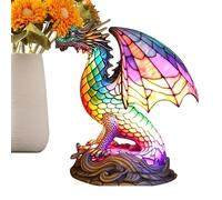 Animal Table Lamp | Stained Glass Animals Shape Table Lamp | Colorful Vintage Bedside Light | Animals Nightstand Lamp | Decorative Night Light | Resin Desk Lamp For Bedroom Living Room Home Decor