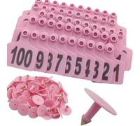 Animal Tag ， 100 Sets of Numbered Plastic PE Earrings, Suitable(Pink,7.5 * 10cm (2.95 * 3.93in) 301-400)