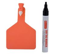 Animal Tag ， 50 Pcs/100Pcs Z Tag Blank Large, One Piece TPU Livestock Ear Tags(Orange,100pcs+Pen)