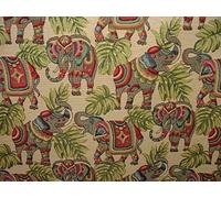 Animal Tapestry Elephants Designer Fabric Ideal for Upholstery Curtains Cushions Throws (A4 Sample)