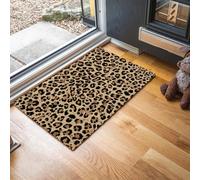 Animal Textures Washable Door Mats, 40 x 60 cm Indoor Non-slip Floor Mat, Leopard Print Inside Front Door Mats,Absorbent Low Profile Mat for Bedroom,Garden,Hall Entryway, Brown