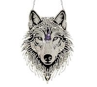 Animal Theme 2D Flat DIY Acrylic Hanging Gem Art Paintings Charm Special Shape Crystal Rhinestone Art Pendants Single Side Drill for Adults Gift Home Wall Or Window Decor (Wolf Head)