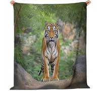 Animal Throw Blanket 51"x59" Tiger Printed Blankets Super Soft Lightweight Fluffy Plush Fuzzy Flannel Throw Blanket for Bedding Sofa and Travel