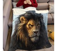 Animal Throw Blanket for Kids Majestic Lion Fluffy Blanket 3D Print Soft Warm Flannel Light Fleece Blanket 100 x 130 cm Boys Girls Birthday Gift Bed Sofa Couch