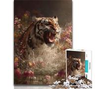 Animal Tiger Adult Puzzles 1000 Pieces,Help The Brain Exercise Addictive Toys to Cultivate Patience Parent-child Interaction (38x26cm)