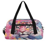 Animal Tiger Cat Pattern Kids Duffle Bag Boys Girls Small Sport Dance Gym Bag for Overnight Travel Weekender Carry On, The Fierce Tiger, 18.5"L x 9.4"W x 7.8"H