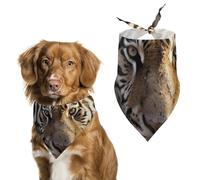 Animal Tiger Dog Bandanas for Feeding Grooming, Triangle Pet Bibs for Cats & Dogs Washable Fashion Pets Scarf for Party Travel 27.6 X 11.8 Inch