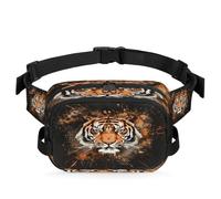 Animal Tiger Face Fanny Pack for Women Men, Waterproof Waist Bag with Adjustable Strap Dual Zippers, Lightweight Crossbody Chest Bag for Running Hiking Sports
