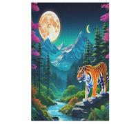 Animal Tiger Jigsaw Puzzles for Kids 1000 Pieces 3d Animal Tiger Wooden Puzzle Decompression Game for Adults Women Kids Girl Family Gathering Educational Game Toys （78×53cm）