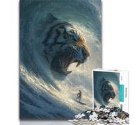 Animal Tiger Jigsaw Puzzles for Teenagers 1000 Piece Puzzle,Help The Brain Exercise Addictive Toys to Cultivate Patience A Work of Art 50x75cm