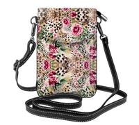 animal Tiger Leopard Print Rose Flower Leather Crossbody Phone Pouch