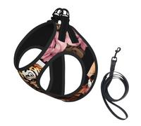 Animal Tiger Leopard Print Rose Flower Print Dog Harness Leash Set Reflective Pet Harness Puppy Vest Suitable Dogs Cats Small Breeds