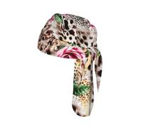 animal Tiger Leopard Print Rose Flower Print Helmet Skull Cap Quick Dry Bike Headwrap Lightweight Breathable One Size Adult Modern Beanie