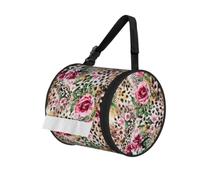animal Tiger Leopard Print Rose Flower Printed Cylinder Tissue Holder, 600D Oxford Cloth Pet-Proof Hanging Roll Paper Case, Camping