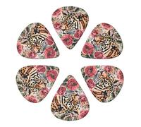Animal Tiger Leopard Print Rose Flower Printed Guitar Picks -6 Pcs Guitar Picks Plectrum,Guitar Accessories,Electric Guitar Pick, Bass & Ukulele 0.96mm