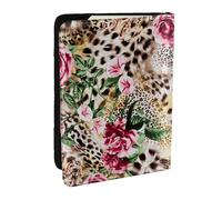 Animal Tiger Leopard Print Rose Flower Printed Passport Holder Cover, PU Leather Passport Cover Case Travel Passport Wallet for Women Men