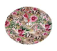 Animal Tiger Leopard Print Rose Flower Printing Christmas Tree Skirt Thick Xmas Tree Skirts For Holiday Party Halloween Trees Decorations