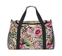 Animal Tiger Leopard Print Rose Flower Travel Duffel Bag for Women Men,Print Polyester Tote Hand Luggage Bag with Shoulder Strap