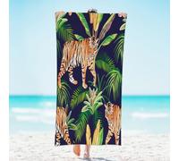 Animal Tiger Microfiber Beach Towel 31 x 61 Large Sand Free Quick Dry Towel Travel Towel Personalized Pool Swim Shower Camping Beach Towels Adults Women Beach Accessories Beach Gifts(Tropical Leaves)