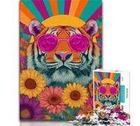 Animal Tiger Puzzles for Adults Teens 1000 Pieces,Learning Educational Toys Family Games with Matching Poster And Trivia Sheet (38x26cm)