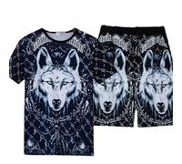 Animal Tiger/Wolf/Eagle 3D Print Men's T-Shirt and Beach Board Shorts Cool 2 Piece Set Tracksuit Streetwear