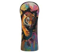 Animal Tigers Breaking Through The Wall Golf Head Cover Set Waterproof Headcovers with Number Tag for Woods and Driver Hybrid