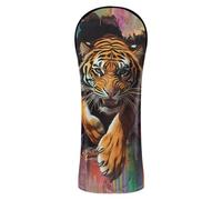 Animal Tigers Breaking Through The Wall Golf Head Covers Waterproof Headcover with Number Tags for Driver & Fairway Woods