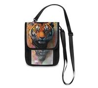 Animal Tigers Breaking Through The Wall Travel Wallet Passport Holder Travel Organizer Slim Lightweight Crossbody Bag with Adjustable Strap