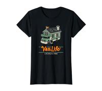 Animal Tiny House Camper Mobile Home Illustration Art Value Graphic T-Shirt, Women, Black, S