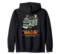 Animal Tiny House Camper Mobile Home Illustration Art Zip Hoodie