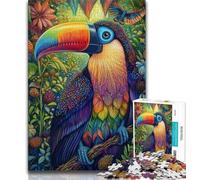 Animal Toucan 1000 Piece Jigsaw Puzzle for Adults Teens,Learning Educational Toys Family Games with Matching Poster And Trivia Sheet 38x26cm