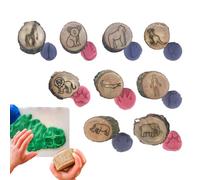 Animal Traces Stamps - Wooden Fingerprint Seal Kit, Easy Grip Craft Tool, Craft Wooden Stamps with Safe Edge Finish | Pattern Art Print