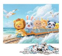 Animal Train 500 Pieces Wooden Jigsaw Puzzle for Adults Fun Education Game Decoration Stress Relief Toy Intellectual Game Relaxation And Intelligence 500pcs (52x38cm)